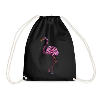 flamingo pink watercolor drops - Drawstring Bag - black - Front