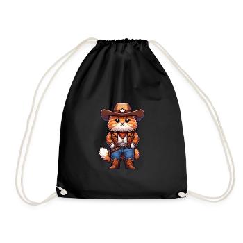 Cowboy-Katze - Turnbeutel - Schwarz - Vorne