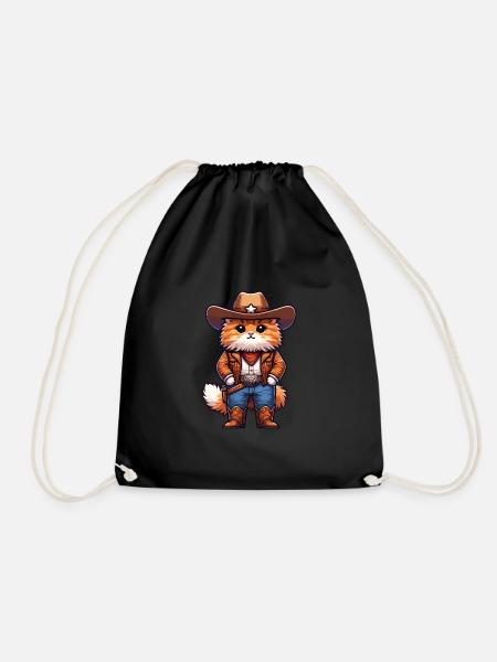 Cowboy-Katze - Turnbeutel - Schwarz
