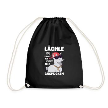 Lächle du kannst sie nicht alle Alpaka Sprüche - Turnbeutel - Schwarz - Vorne