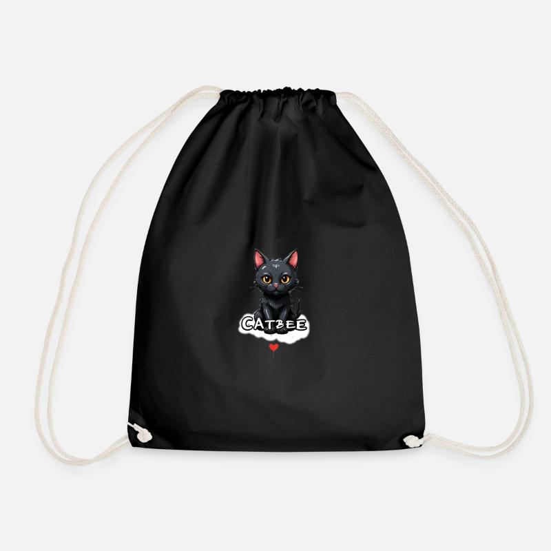 Catbee Katze Herz Wolke - Turnbeutel - Schwarz