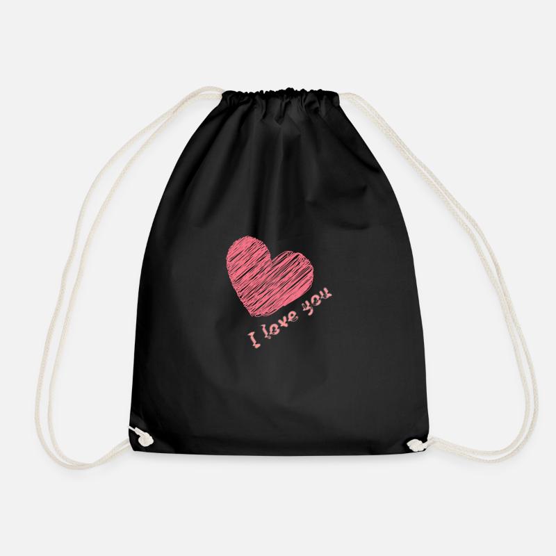 I love you - Drawstring Bag - black
