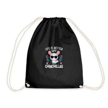 Chinchilla Animal Accessories for Kids - Drawstring Bag - black - Front