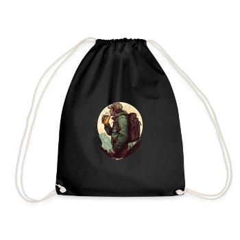 Hikers with beer in the mountains - Drawstring Bag - black - Front