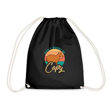 Capibara-owner mammal capibara motif - Drawstring Bag - black - Front