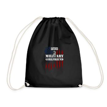 Proud Military Girlfriend - Drawstring Bag - black - Front