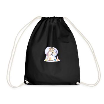 Clever Owl Scientist: Experiments in Weish - Drawstring Bag - black - Front