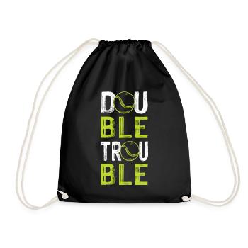 tennis double trouble - Drawstring Bag - black - Front