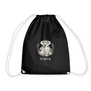 Maman Koala ours câlin I Couronne florale maman I Koala - Sac de sport léger - noir - Devant
