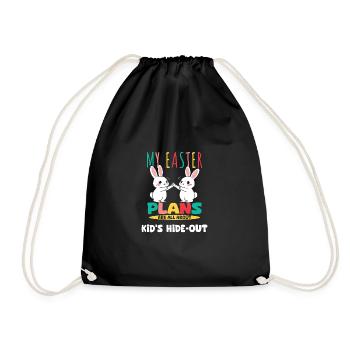 My Easter Plans Kid's Hide-Out Vibes for Bunny - Drawstring Bag - black - Front