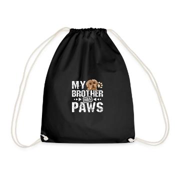 My brother has paws yorkie - Drawstring Bag - black - Front