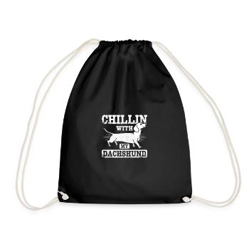 Chillin avec mon teckel - Sac de sport léger - noir - Devant