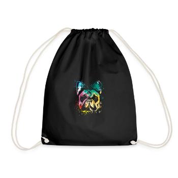 colorful splash art dog lover French bulldog - Turnbeutel - Schwarz - Vorne