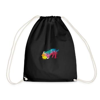 Colorful Splash Art Dog Lover Yorkie - Drawstring Bag - black - Front