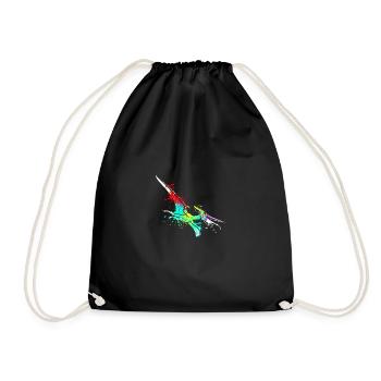 Splash art Dinosaur pterosaurs - Drawstring Bag - black - Front