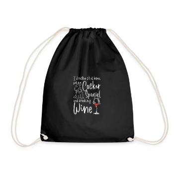 Pet my cocker spaniel and drink wine - Drawstring Bag - black - Front