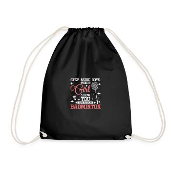 Let this girl show you how to play badminton - Drawstring Bag - black - Front