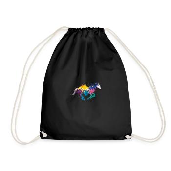 Colorful Splash Art Farm animals Horse - Drawstring Bag - black - Front
