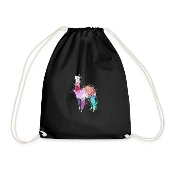 Colorful Splash Art Farm animals alpaca Llama - Turnbeutel - Schwarz - Vorne