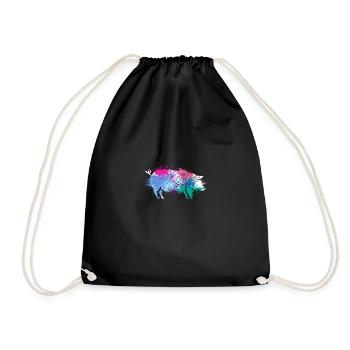 Colorful Splash Art Farm animals pig - Drawstring Bag - black - Front