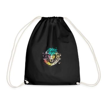 Colorful Splash Art Farm animals sheep head - Drawstring Bag - black - Front
