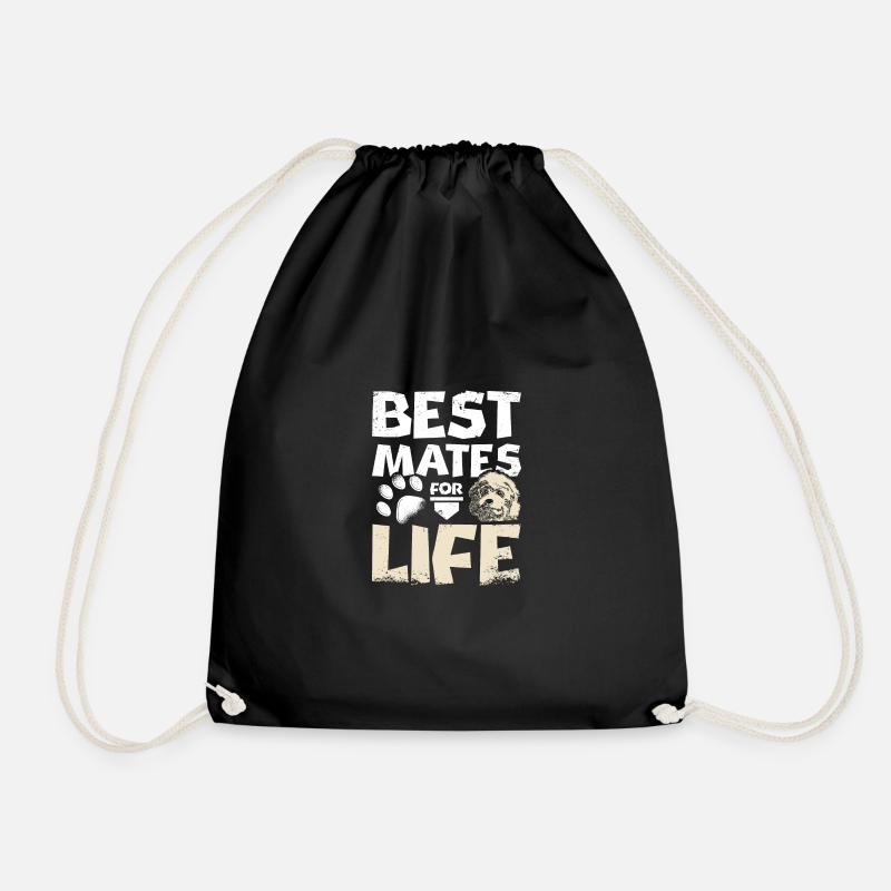 Best mates for life cockapoo - Drawstring Bag - black