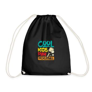 Children Cool kids play pickleball - Drawstring Bag - black - Front