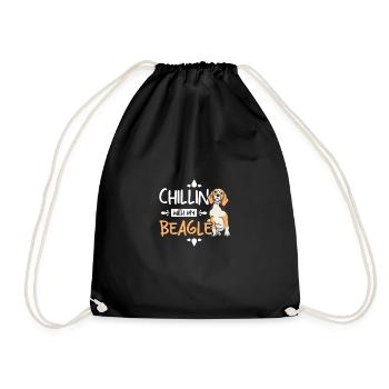 Chillin with my beagle - Drawstring Bag - black - Front
