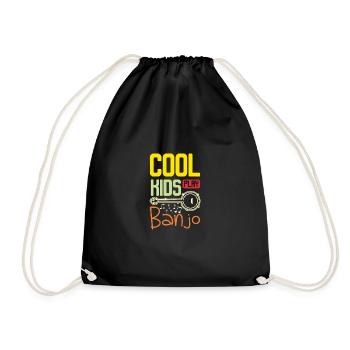 Musicians children cool kids play banjo - Drawstring Bag - black - Front