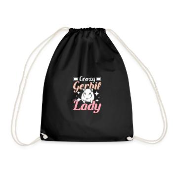 Crazy gerbil lady - Drawstring Bag - black - Front