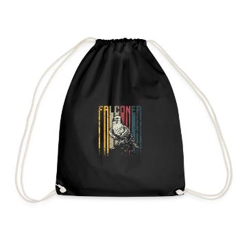 Retro Vintage Falconry Falconer - Drawstring Bag - black - Front
