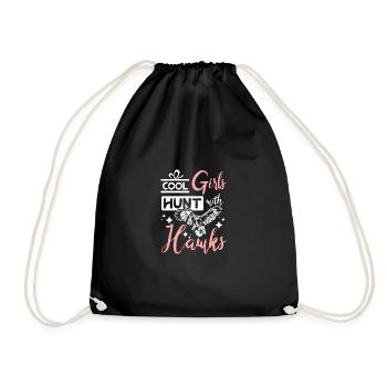 Cool girls hunt with hawks Falconer - Drawstring Bag - black - Front