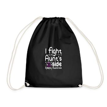I fight by my aunt's side, epilepsy awareness - Drawstring Bag - black - Front