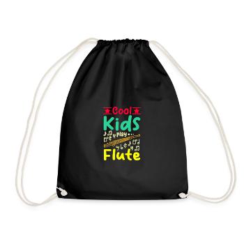 For children, cool kids play flute - Drawstring Bag - black - Front