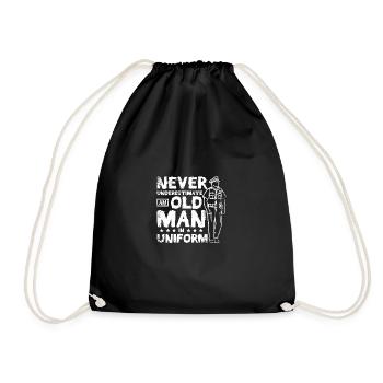 Never underestimate an old man in uniform - Drawstring Bag - black - Front