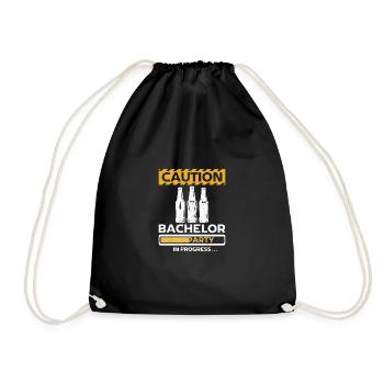 Groomsmen caution bachelor party in progress - Drawstring Bag - black - Front
