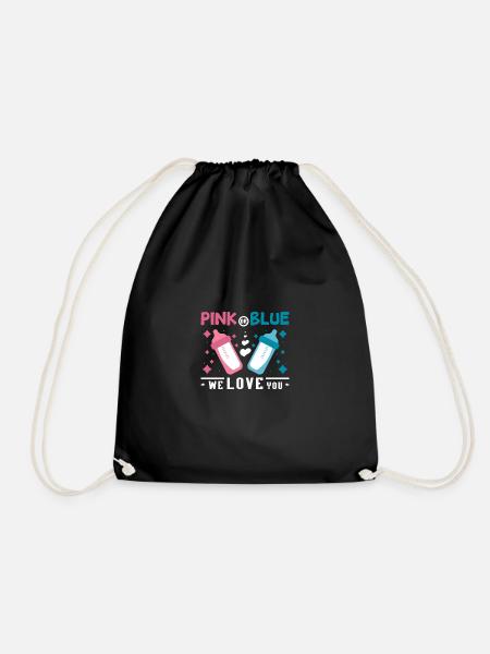 Pink or blue we love you Gender Reveal pregnancy - Turnbeutel - Schwarz