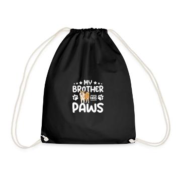 My Akita brother has paws - Drawstring Bag - black - Front