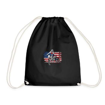 Drapeau des États-Unis fier américain 4 juillet moto tout-terrain - Sac de sport léger - noir - Devant