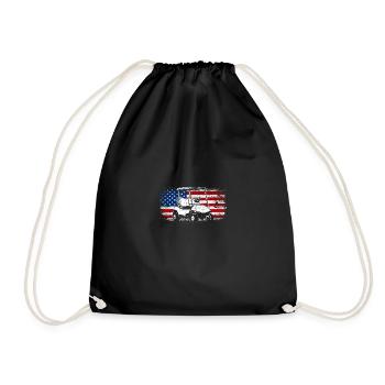 Golfing Us Flag 4th of July American golf cart - Drawstring Bag - black - Front