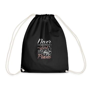Never underestimate a girl with a piano - Drawstring Bag - black - Front