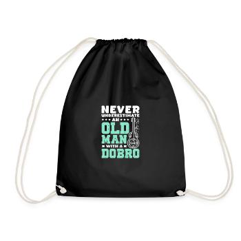 Never underestimate an old man with a Dobro - Drawstring Bag - black - Front