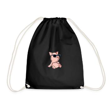 Pig tattoo ham farm cool piglet gift - Drawstring Bag - black - Front