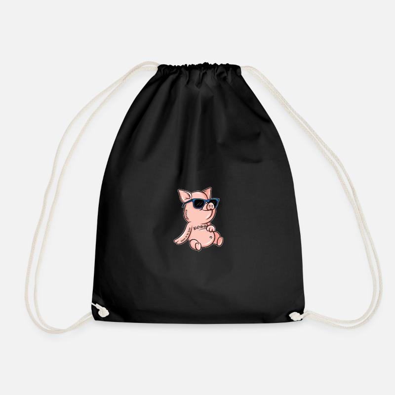 Schwein Tattoo Schinken Farm Cool Ferkel Geschenk - Turnbeutel - Schwarz