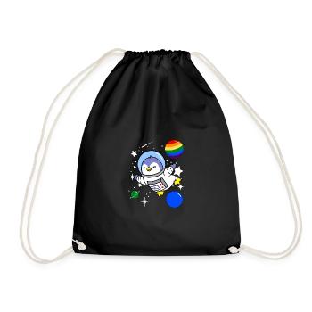 Penguin Astronaut Gay Pride - Turnbeutel - Schwarz - Vorne