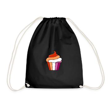 Lesbischer Cupcake Orange Pink Lesbian Pride - Drawstring Bag - black - Front