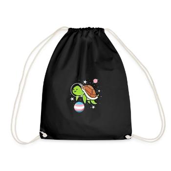 Turtle Astronaut Trans Pride - Drawstring Bag - black - Front