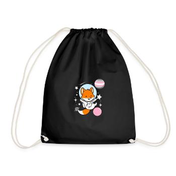 Fox Astronaut Demigirl Pride - Drawstring Bag - black - Front