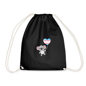 Koala Heart Balloon Trans Pride - Drawstring Bag - black - Front