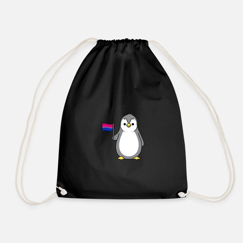 Pinguin mit Bisexual Pride Flagge - Turnbeutel - Schwarz